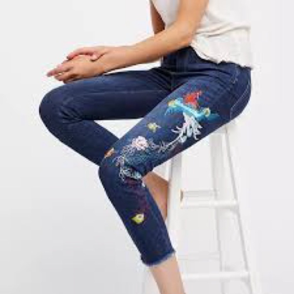 FINAL PRICE People Tree Dark Blue Embroidered Jeans